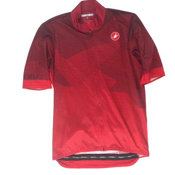 CASTELLI Women's M Cycling Jersey Red Black.  Full Zipper in Front Short Sleeve - Picture 1 of 11